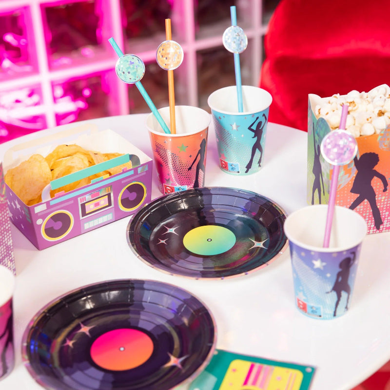 Retro disco tallerken, 6 stk.