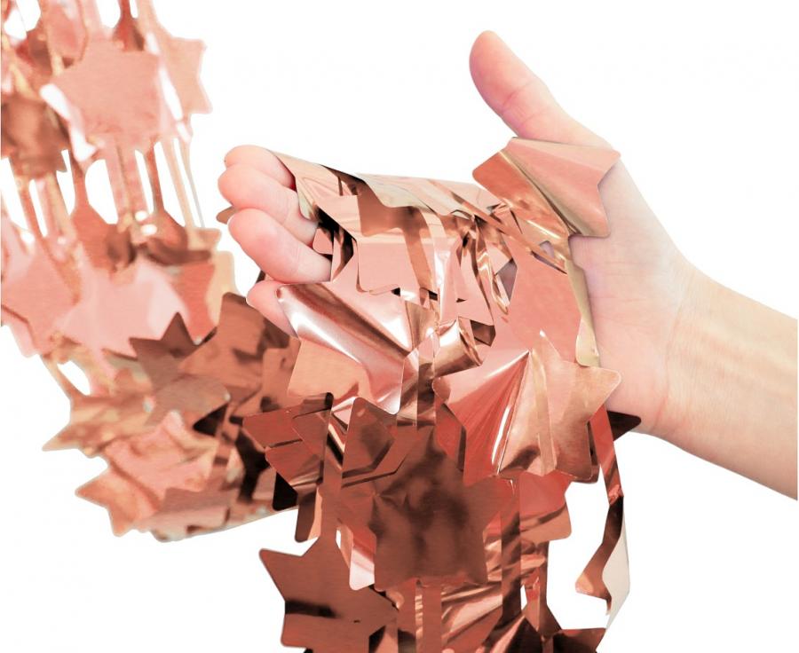 Dørgardin med rose gold stjerner, 100x200 cm.