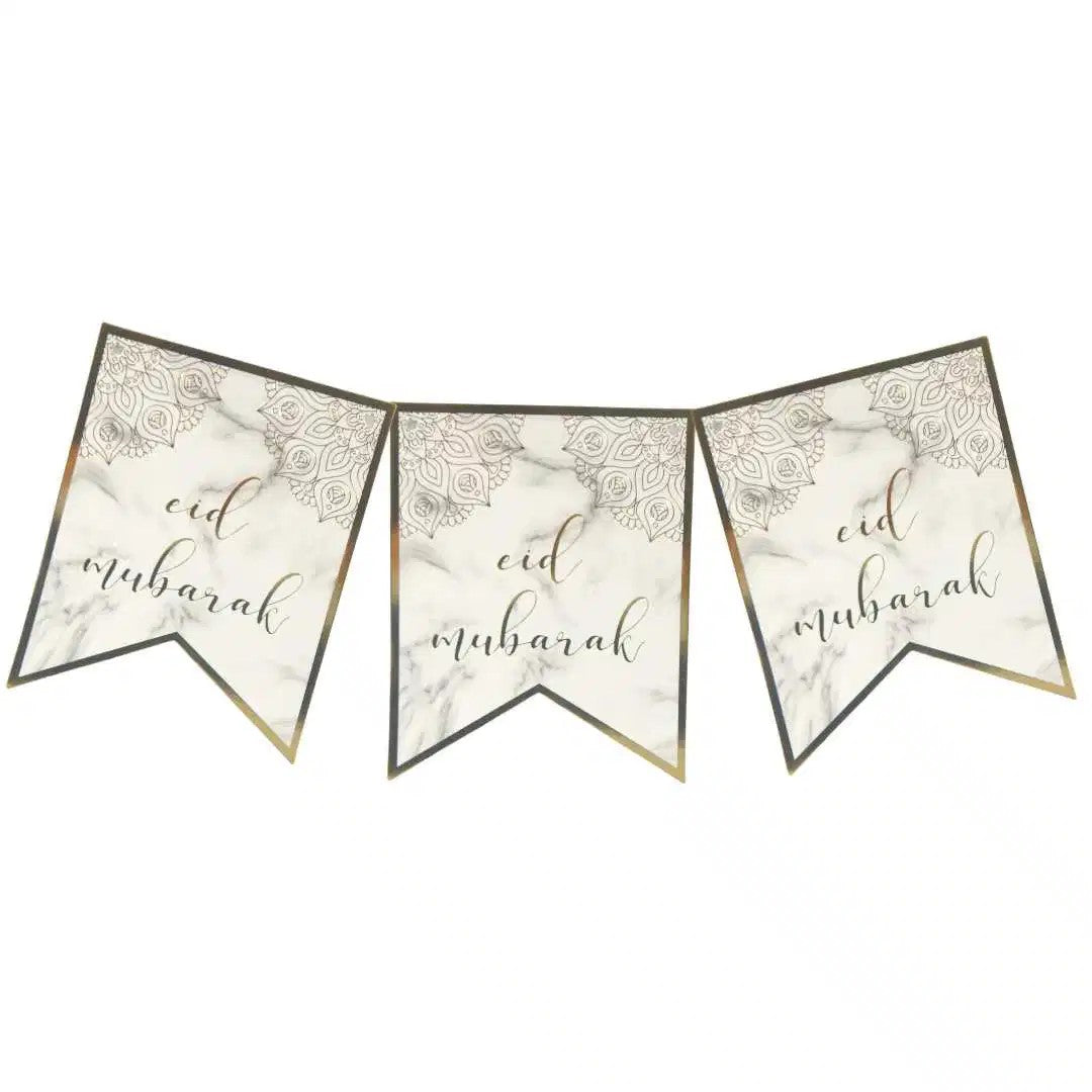 EID Mubarak, marmor og guld banner, 2 m.