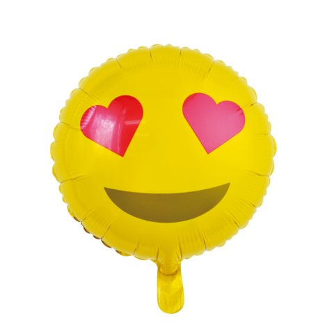 Gul Emoji Hearts folie Ballon, 18"