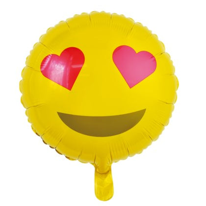 Gul Emoji Hearts folie Ballon, 18"