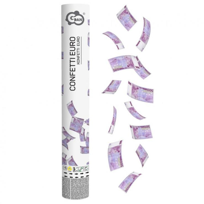 Konfettirør - Euro sedler, 40 cm.