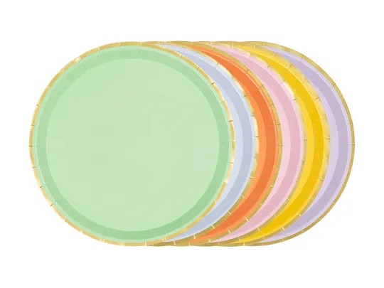 Farverige tallerkener, 21 cm, 6 stk.