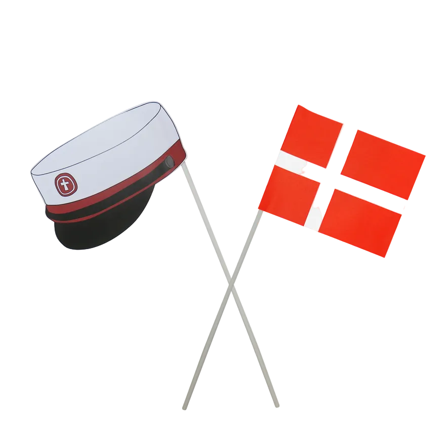 Røde studenterflag + flag, 10 stk.