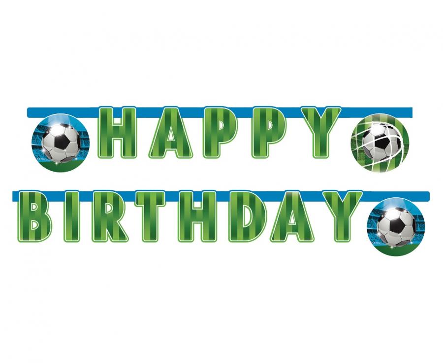 Fodbold "Happy birthday" guirlande, 1 stk.