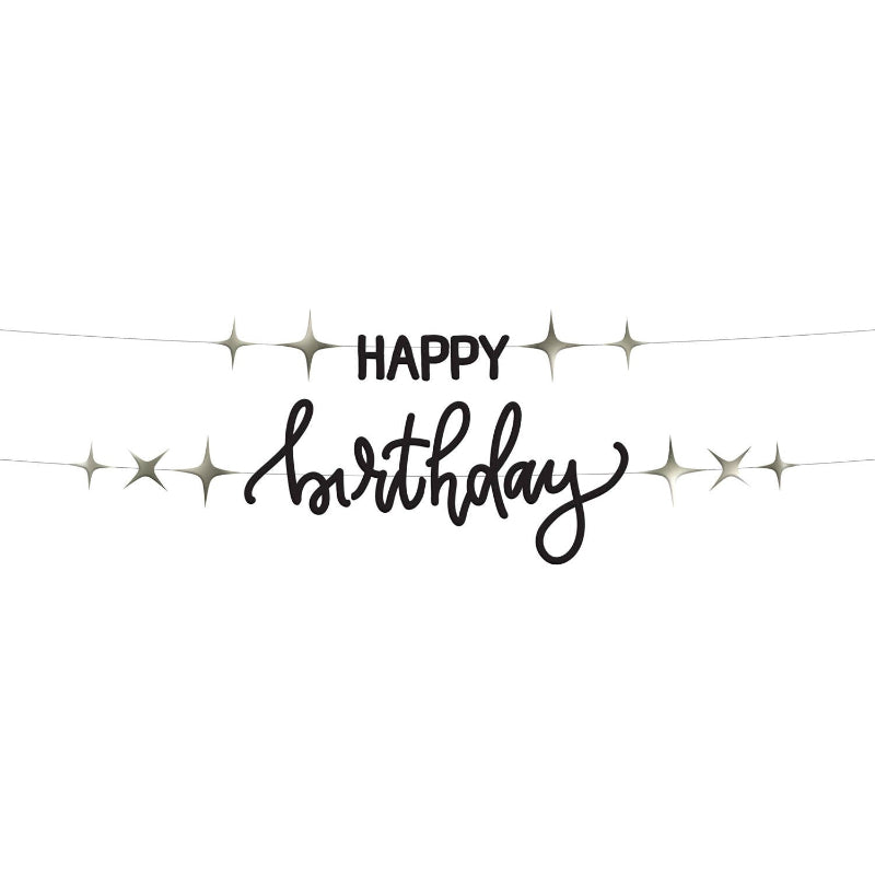 Sort "Happy birthday" guirlande, 150 cm.