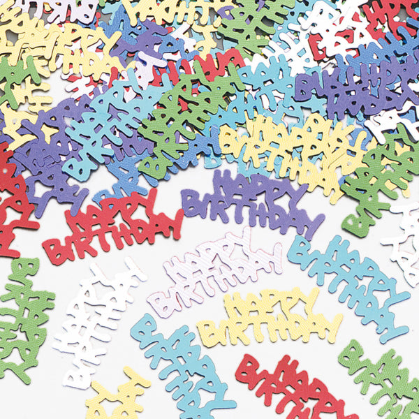 Multifarvet "Happy birthday" konfetti, 14 g.