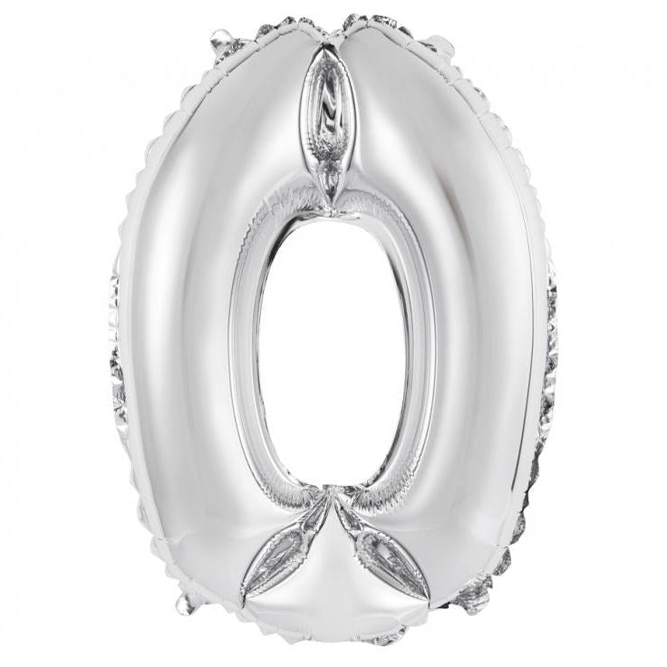 Sølv folieballon 0-tal, 35 cm.
