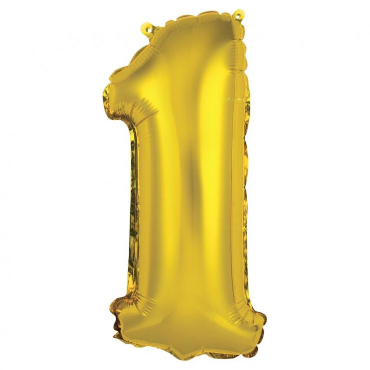 Guld folieballon 1-tal, 35 cm.