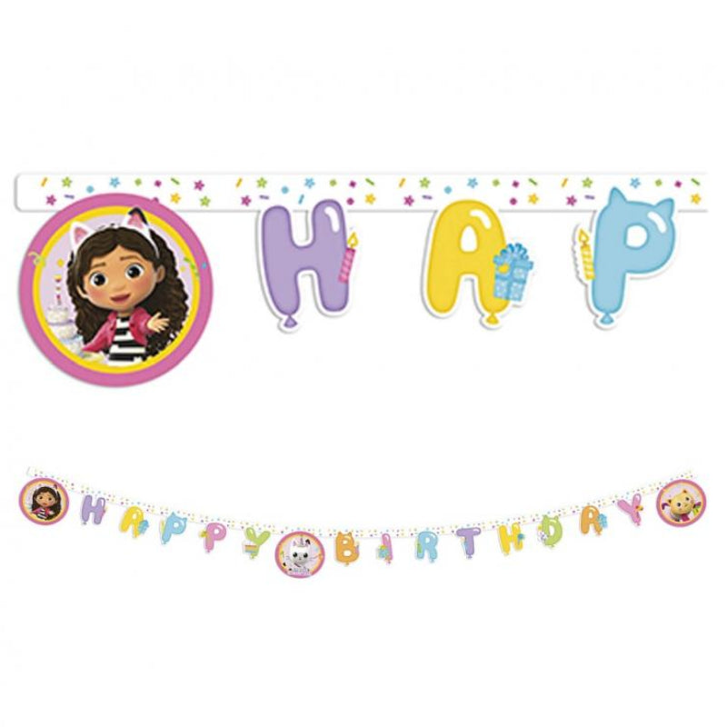 Gabby "Happy birthday" guirlande, 2 m.