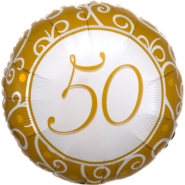 Folieballon, guld "50", 43 cm.