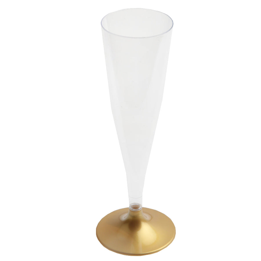Plastik champagne glas med guld bund, 10 stk.