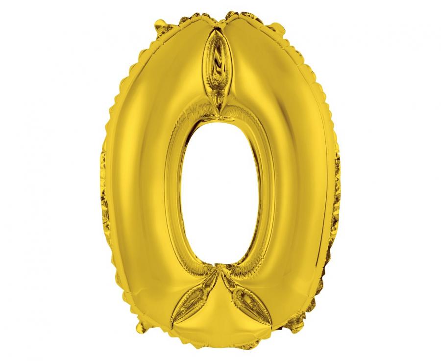 Guld folieballon 0-tal, 35 cm.