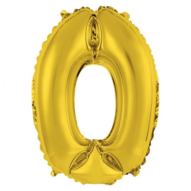 Guld folieballon 0-tal, 35 cm.