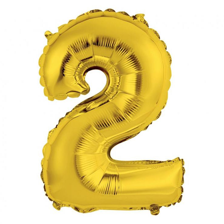 Guld folieballon 2-tal, 35 cm.