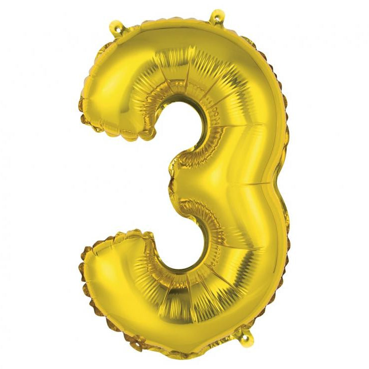 Guld folieballon 3-tal, 35 cm.