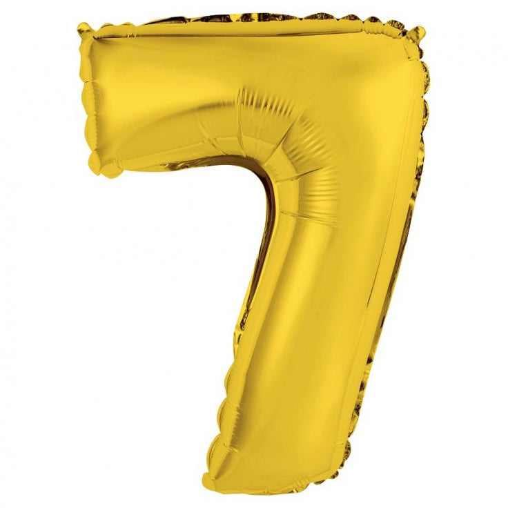 Guld folieballon 7-tal, 35 cm.
