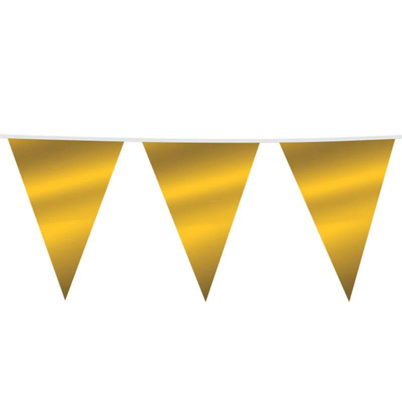 Stor guld folie vimpel, 30x45 cm, 10 m.