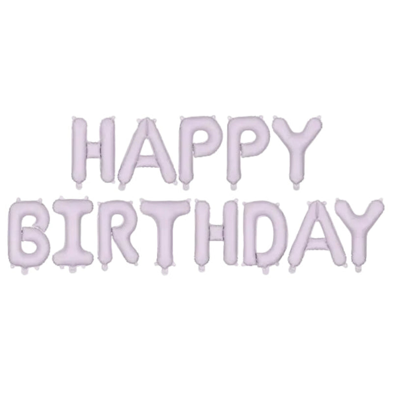Happy Birthday folieballoner - lys lilla