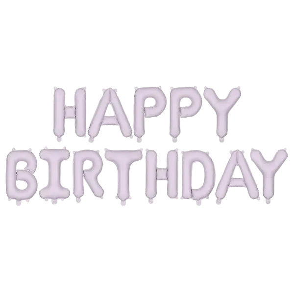 Happy Birthday folieballoner - lys lilla