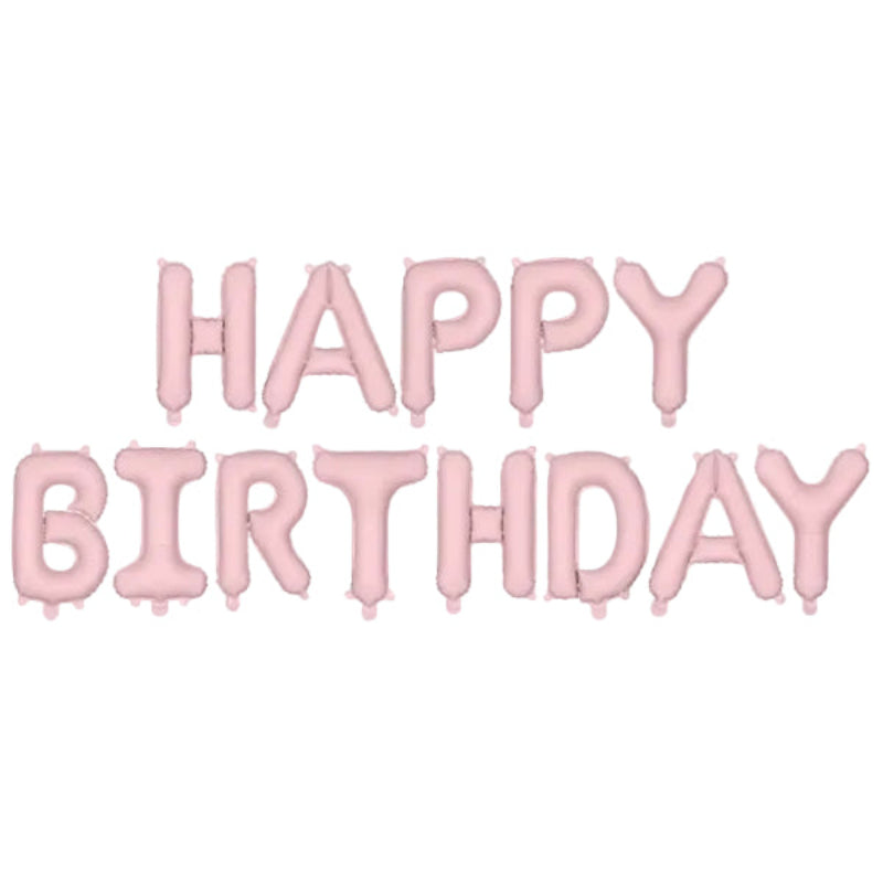 Happy Birthday folieballoner - lyserød