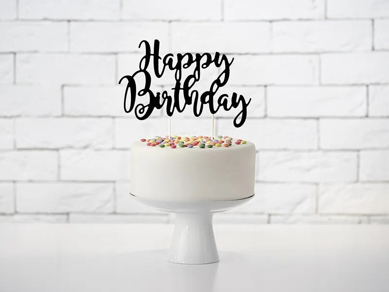 Sort "Happy birthday" kagetopper, 1 stk.