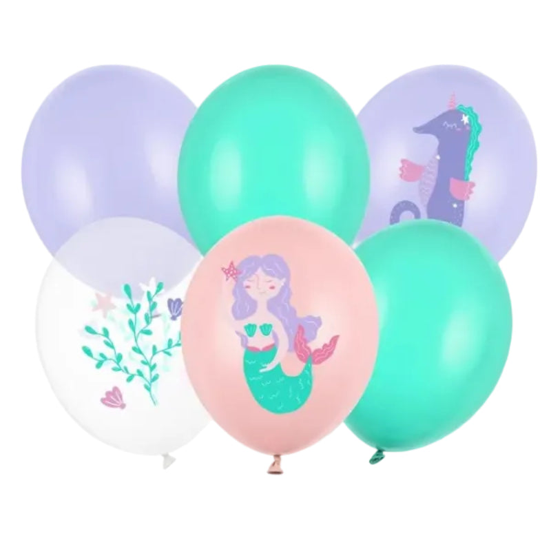 Havfrue ballonmix, 6 stk.