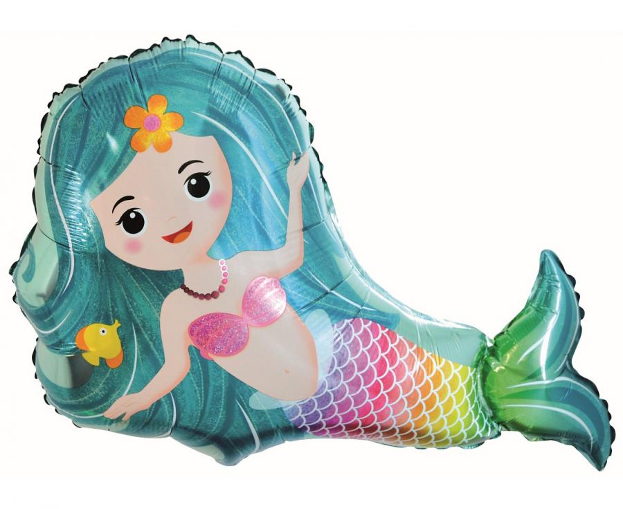 Havfrue folieballon, 66 cm.