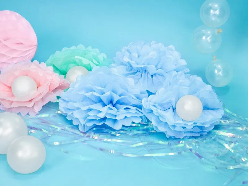 Blå pom pom, 25 cm.