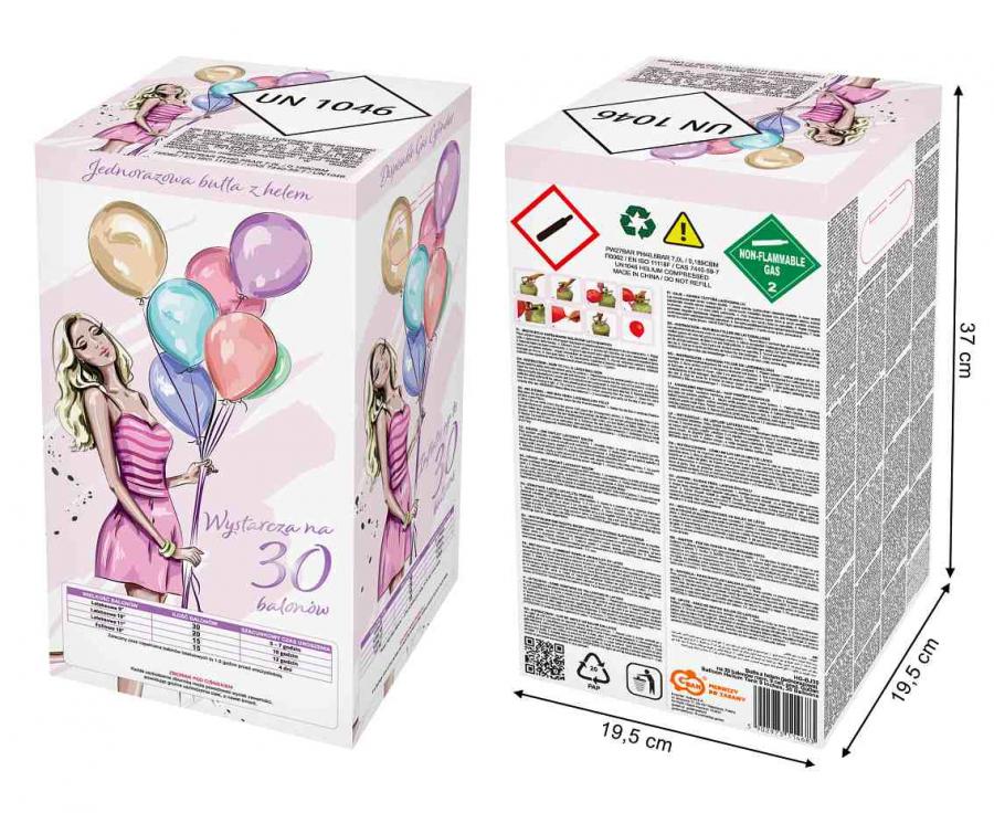 Mellem Helium til 30 stk. balloner