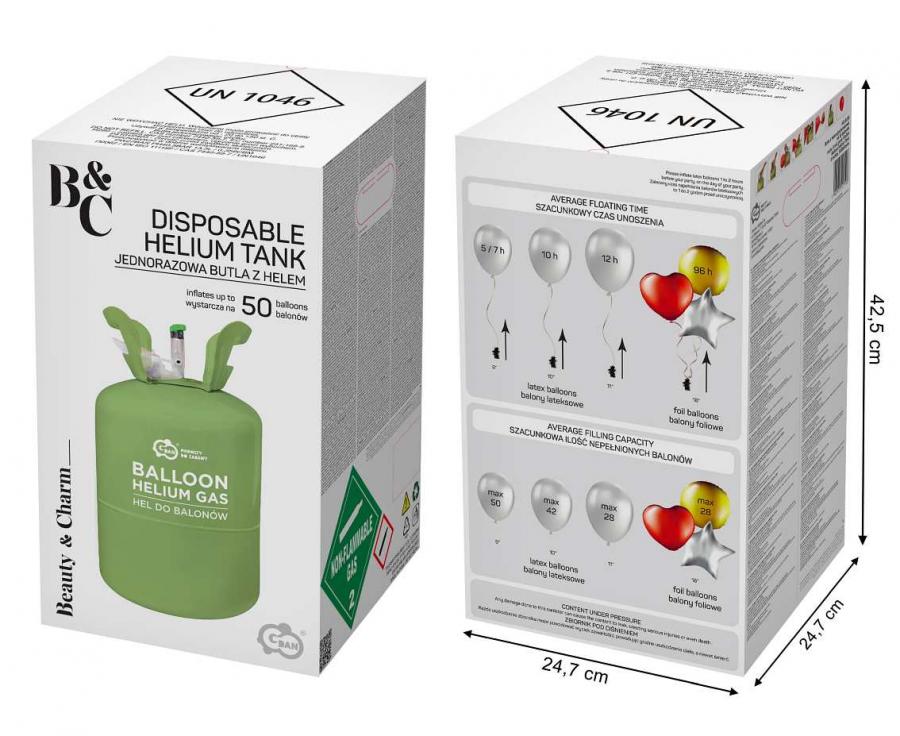 Stor Helium til balloner - 50 balloner