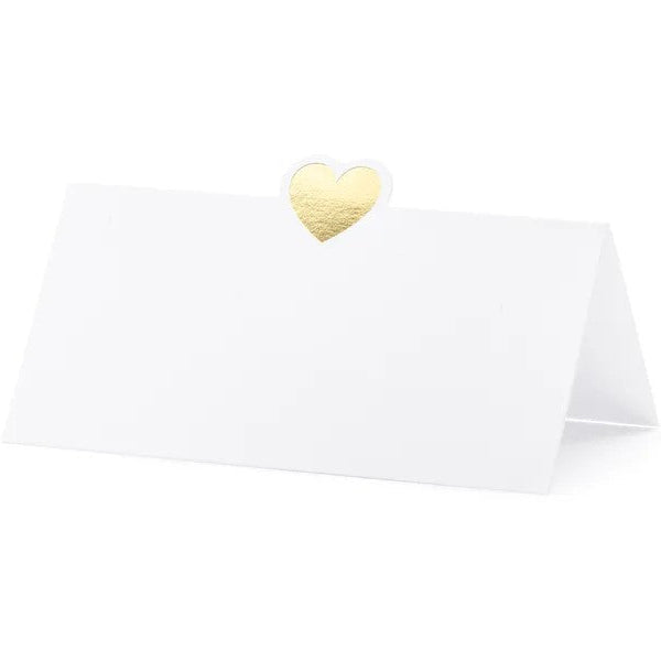 Guld hjerte bordkort, 10 stk.