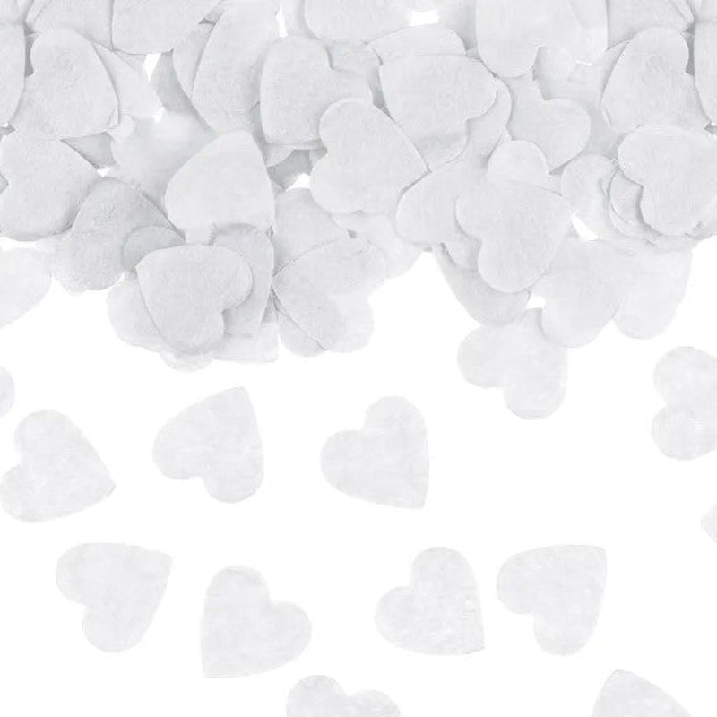 Hvid papir hjertekonfetti, 15 g