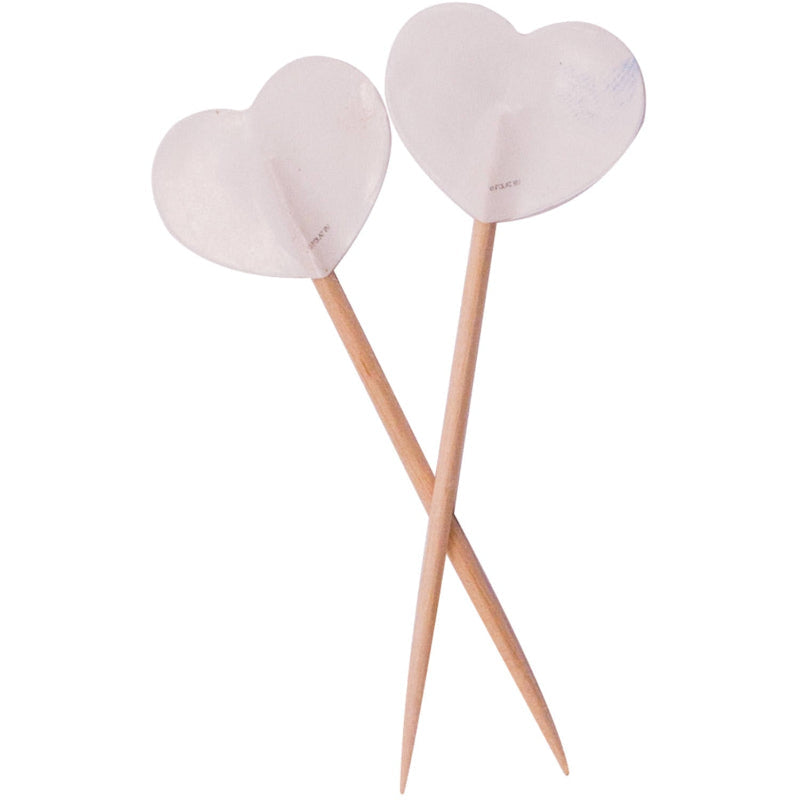 Hvide hjerte sticks, 50 stk.