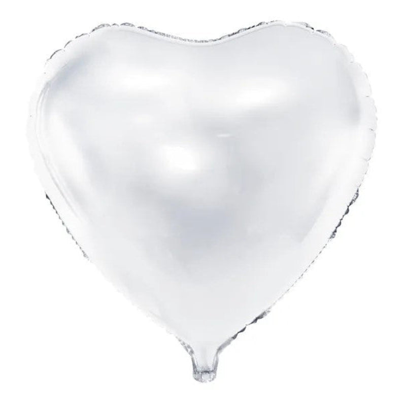 Hvid hjerte folieballon, 18"