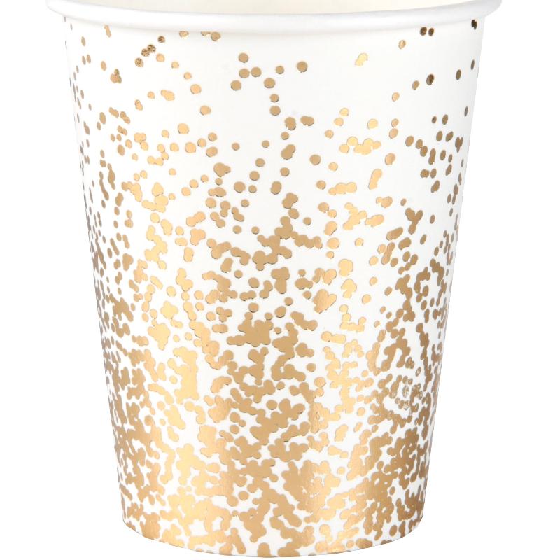 Hvid/guld kopper, 10 stk.