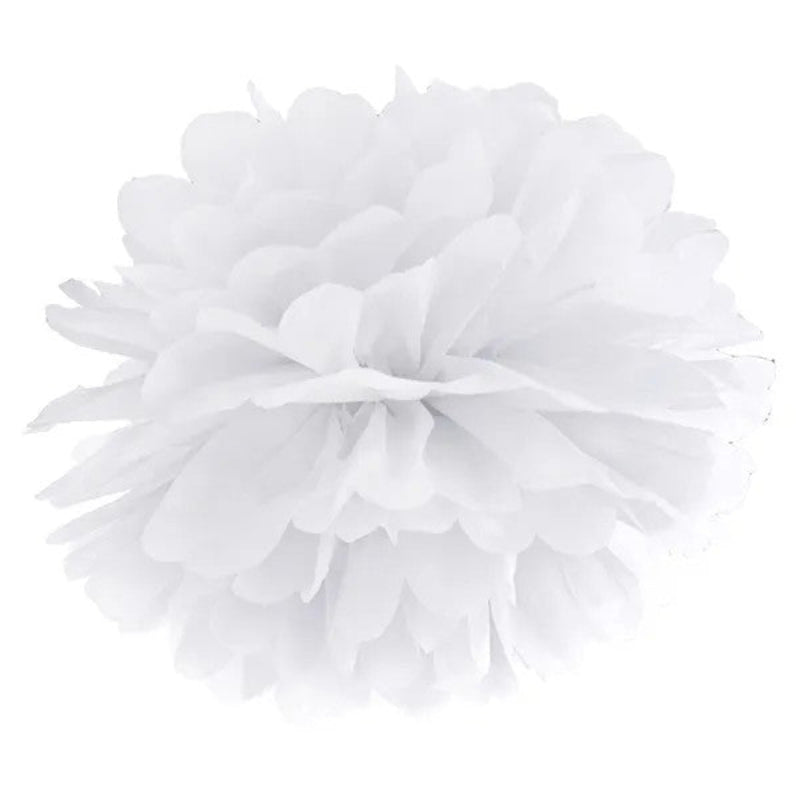 Hvid pom pom, 35 cm.