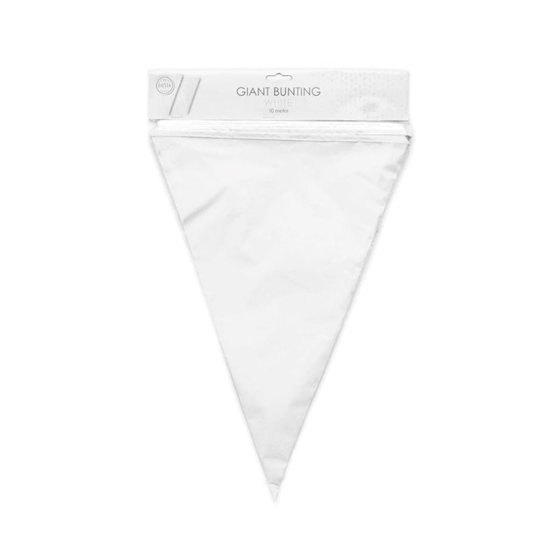 Stor hvid plast vimpel - 30x45 cm, 10 m.
