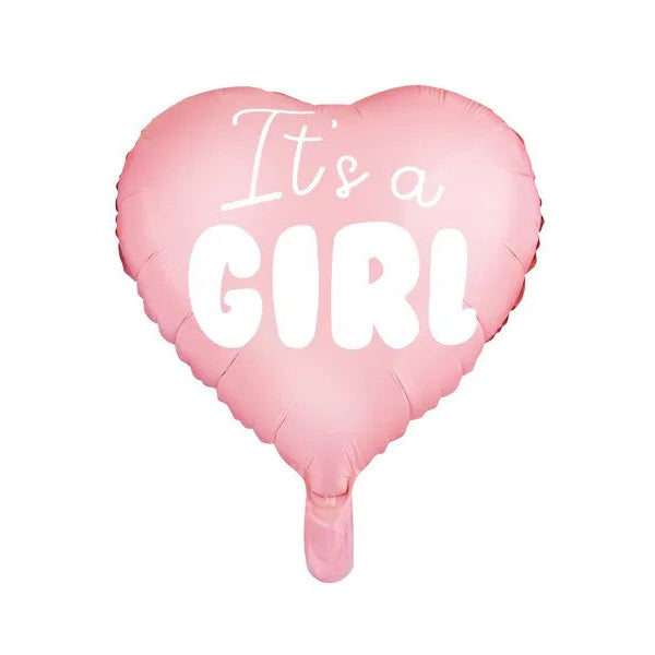 "It's a girl" hjerte folieballon, 45 cm.