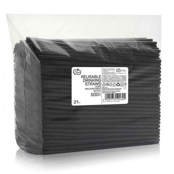 Sorte genbrugelig knæksugerør, 500 stk.