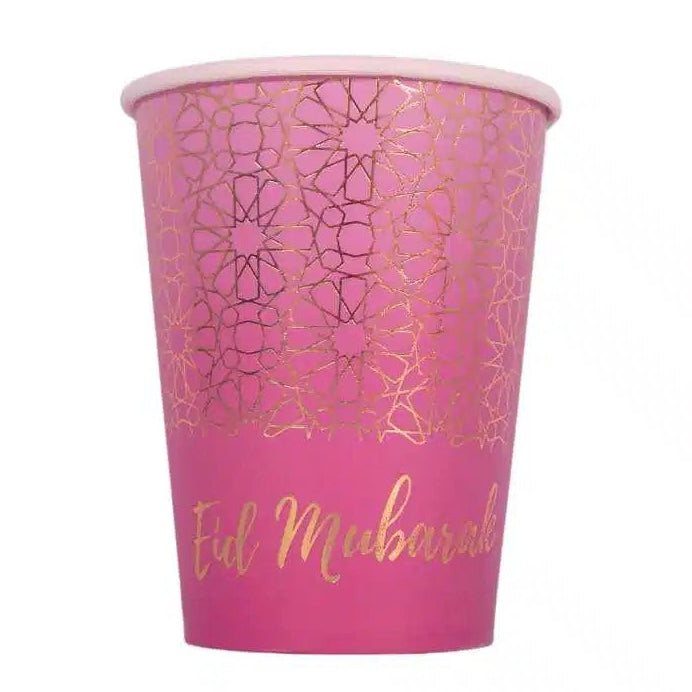 EID Mubarak, lilla og guld papkopper, 10 stk.