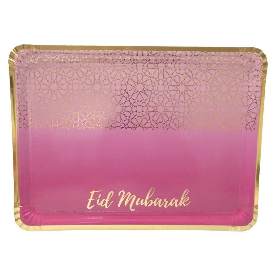 EID Mubarak, lilla og guld serveringsbakke, 3 stk.