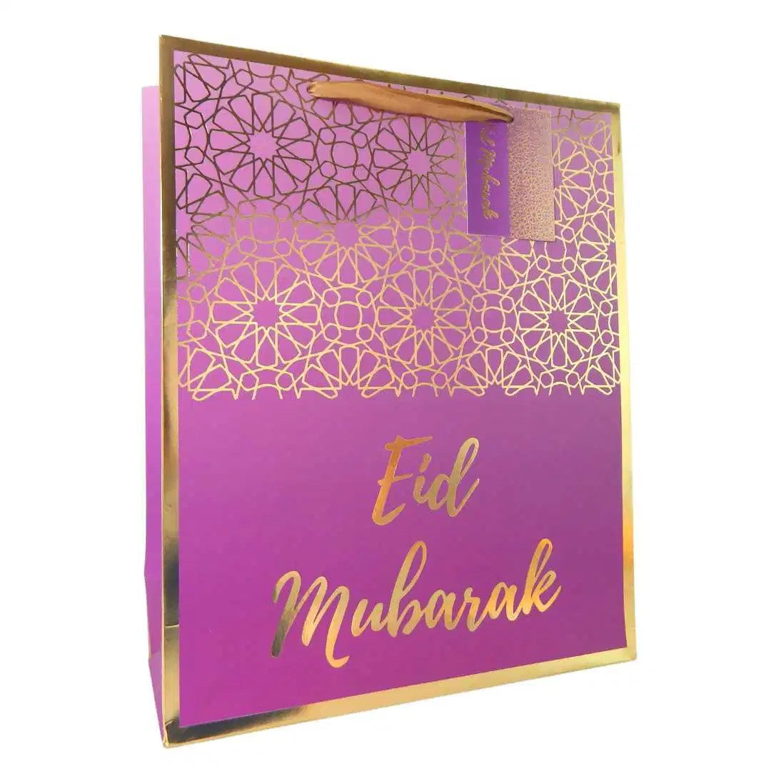 EID Mubarak, lilla og guld gavepose, 1 stk.