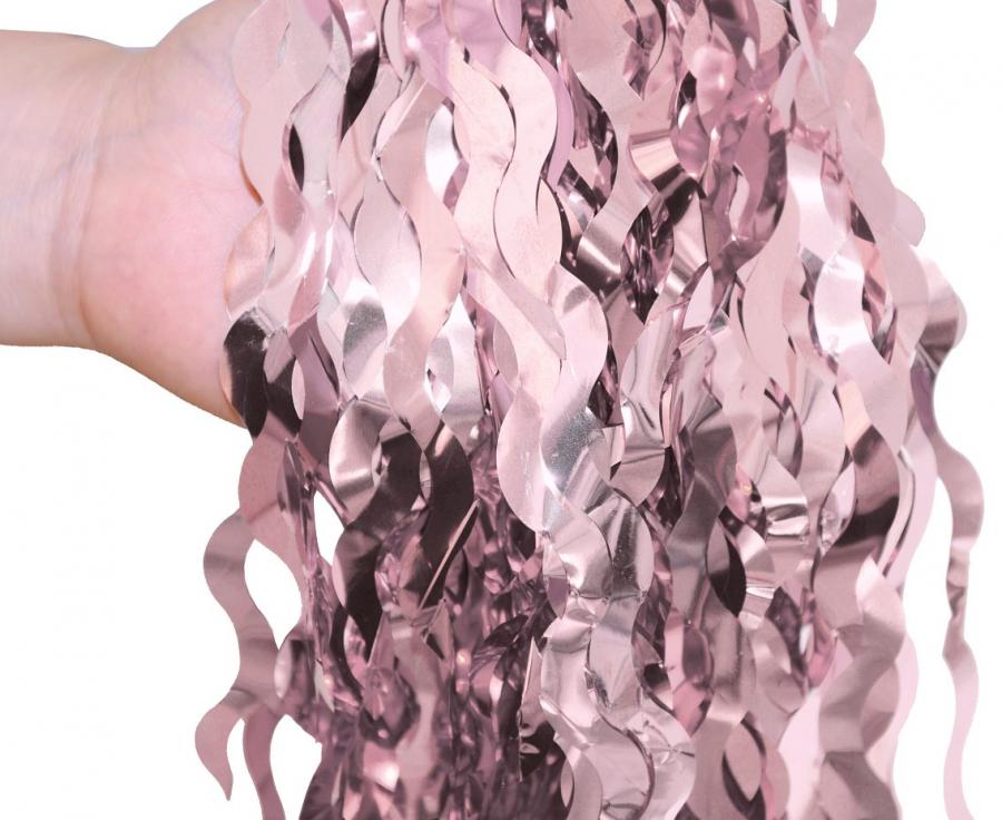 Dørgardin med lyserøde spiraler, 100x200 cm.