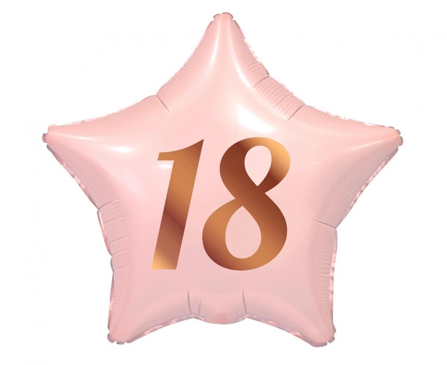 Lyserød stjerneformet folieballon, 18 år, 19"