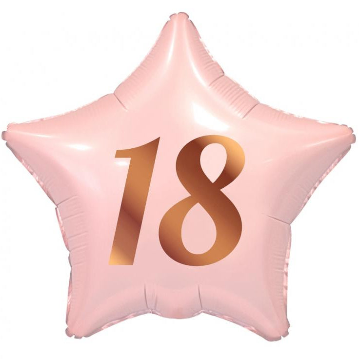 Lyserød stjerneformet folieballon, 18 år, 19"