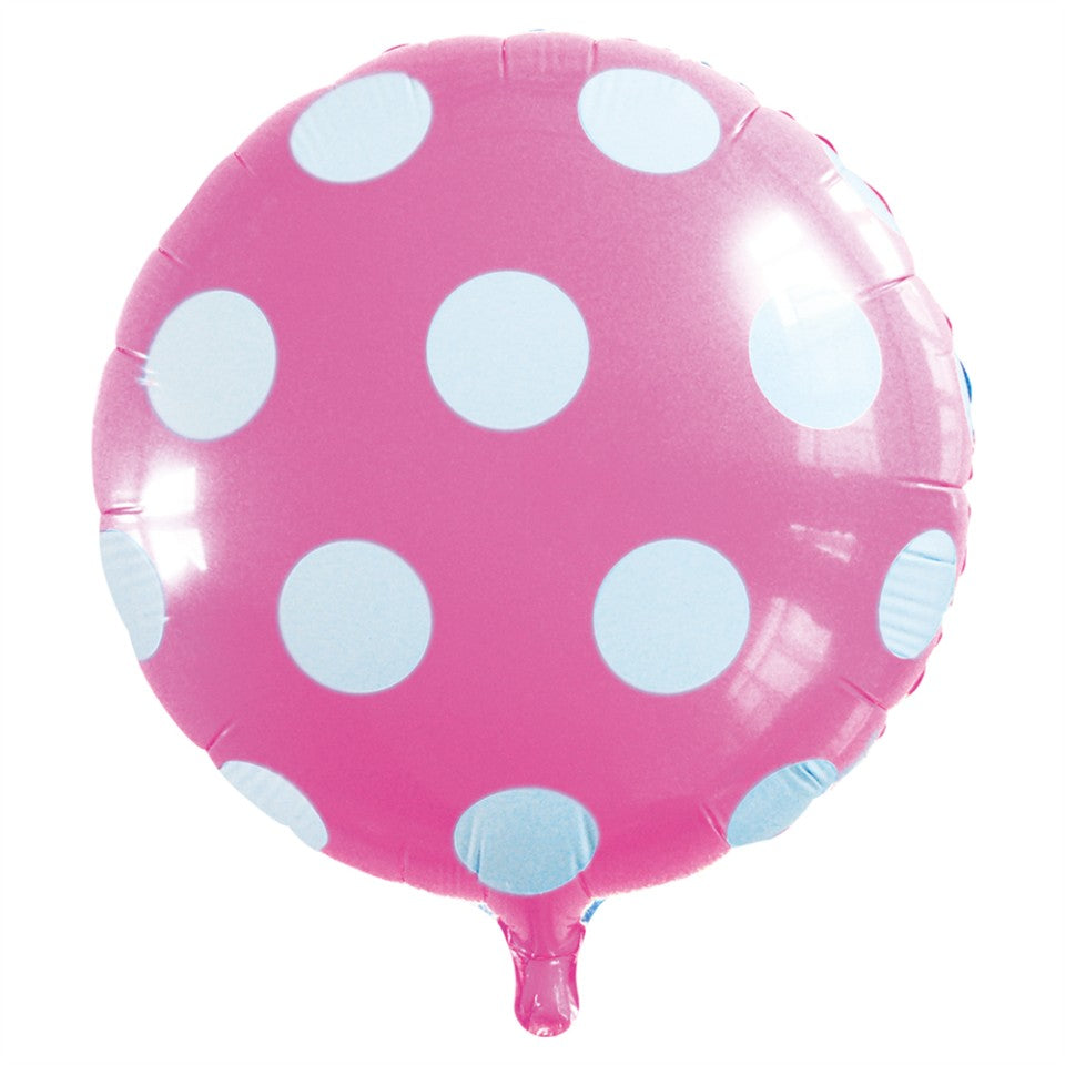 Lyserød prikket folieballon, 18"