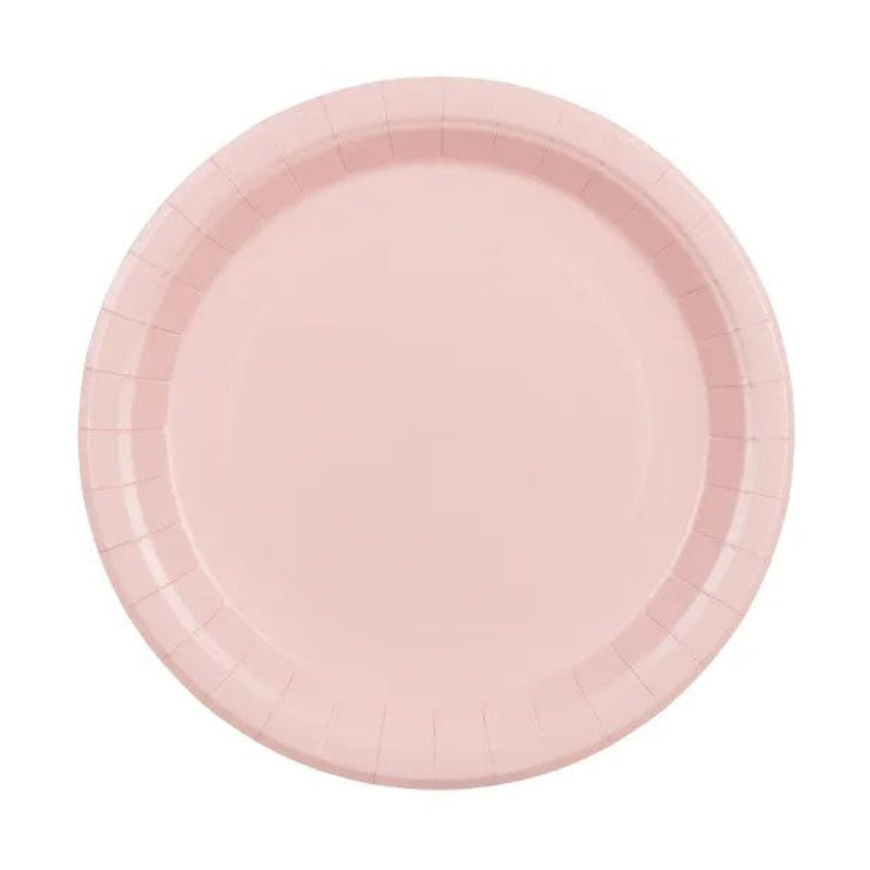 Lyserøde paptallerkener, 23 cm, 6 stk.
