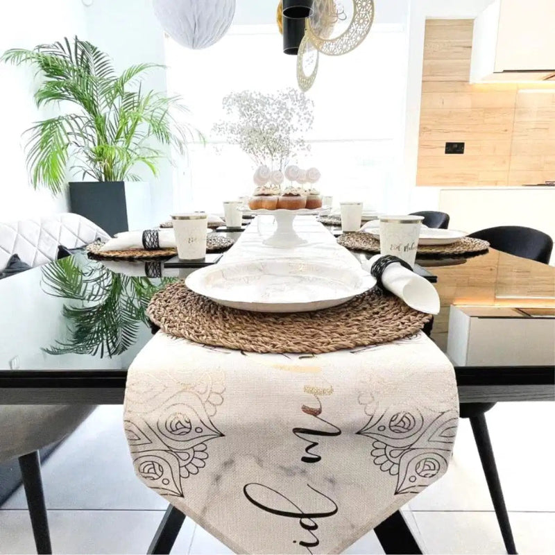 EID Mubarak marmor bordløber, 240cm x 30cm