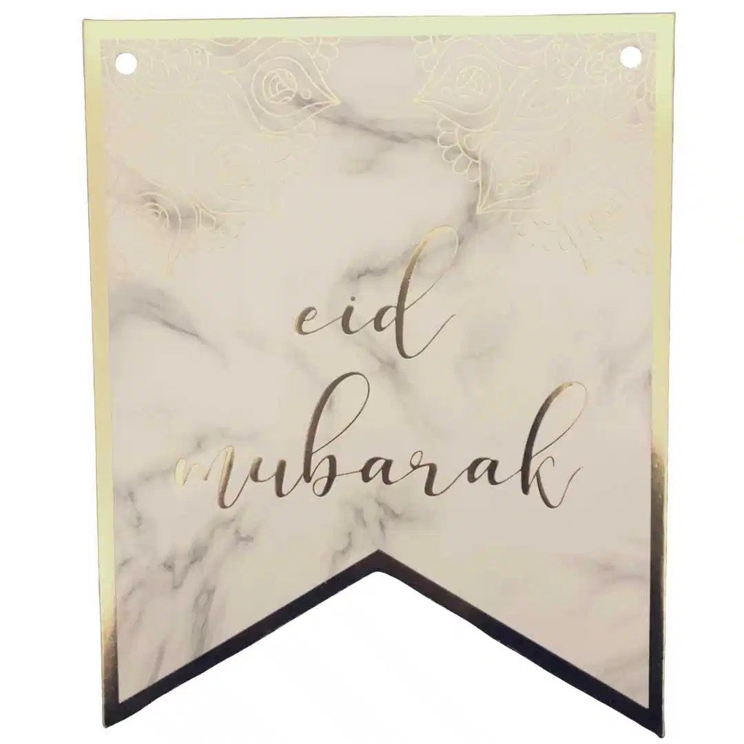 EID Mubarak, marmor og guld banner, 2 m.
